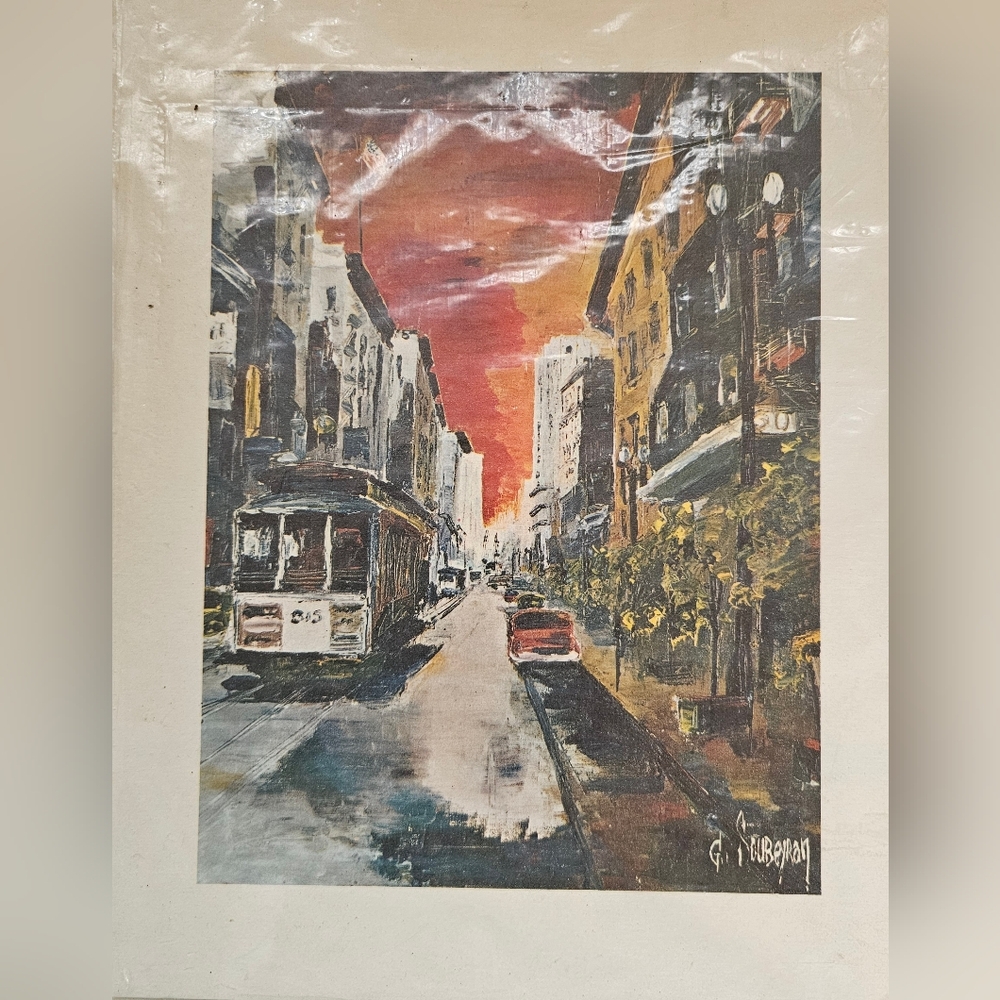 VTG  Print of Powell Street & Cable Car San Francisco by G. Soubeyran